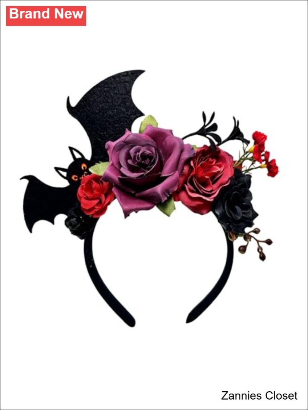 👻 Gothic Bat Wing Halloween Headband Handmade Floral Hair Accessory